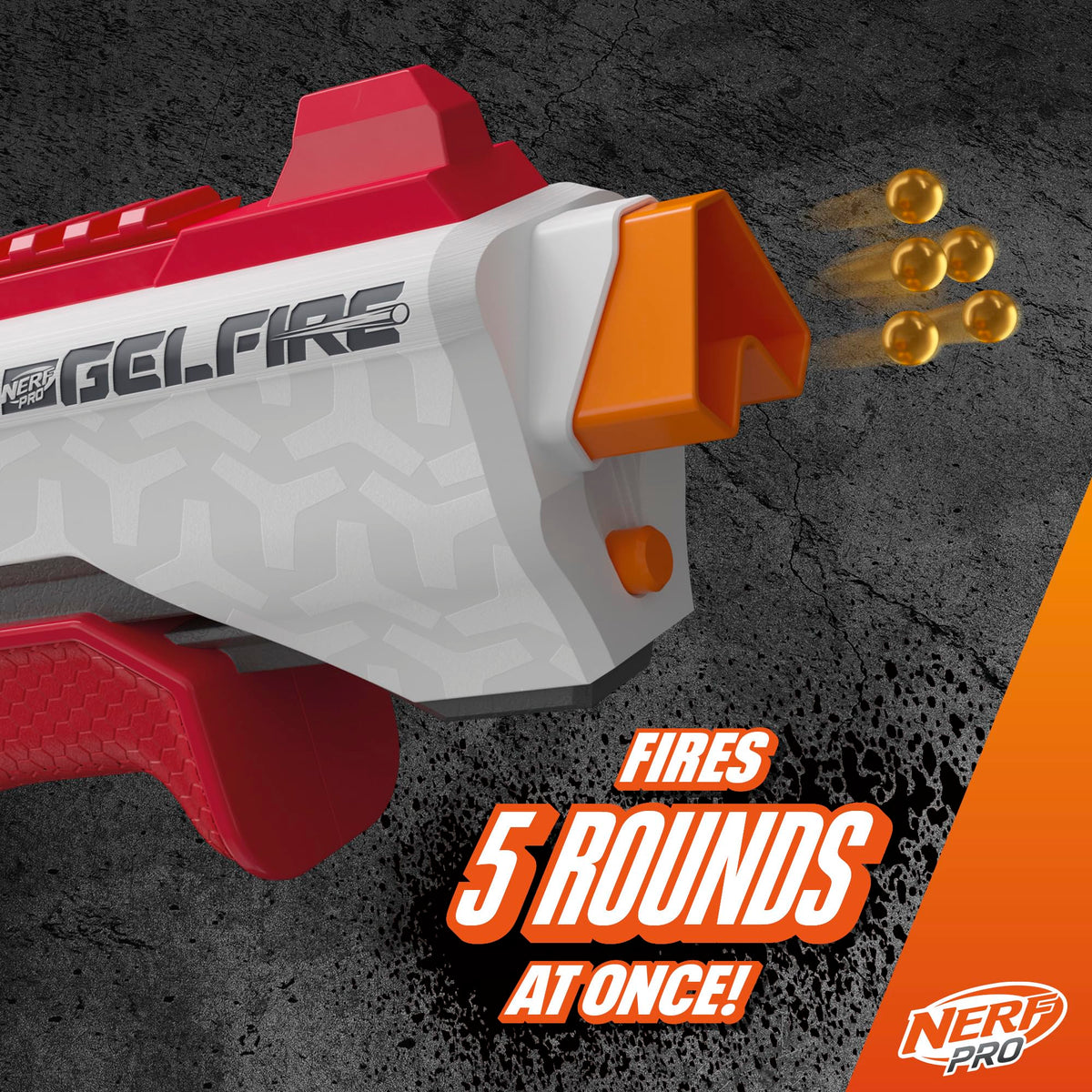 NERF Pro Gelfire 800-round hopper enables extended blasting sessions.