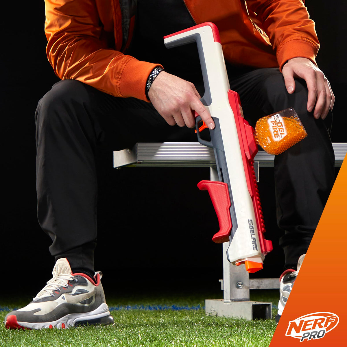 NERF Pro Gelfire protective eyewear keeps eyes safe during outdoor play.