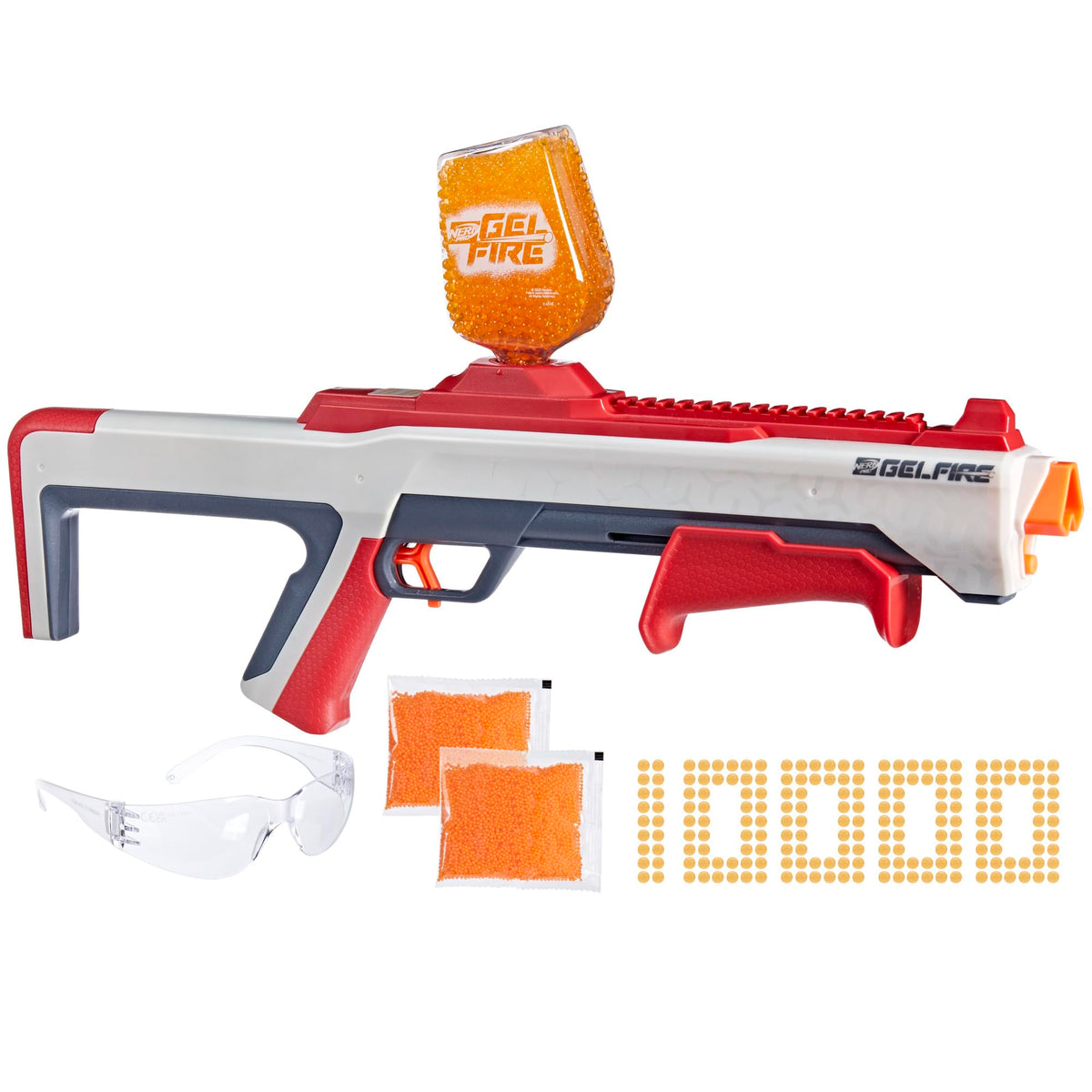 NERF Pro Gelfire Raid Blaster fires 5 rounds per shot for fast-paced battles.