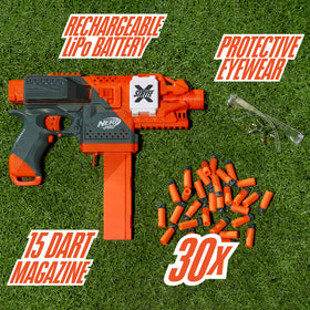 Nerf Pro Stryfe X 15-dart magazine for rapid reloading in battles.