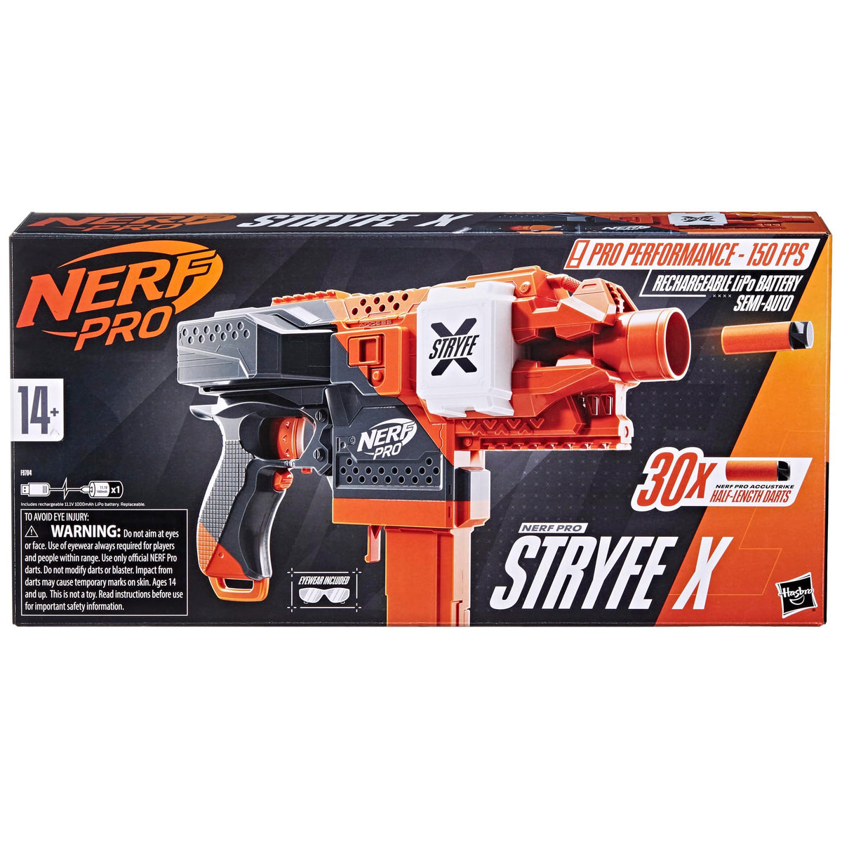 Nerf Pro Stryfe X AccuStrike half-length darts for improved accuracy during play.