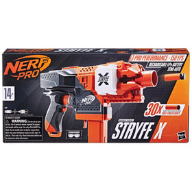 Nerf Pro Stryfe X AccuStrike half-length darts for improved accuracy during play.