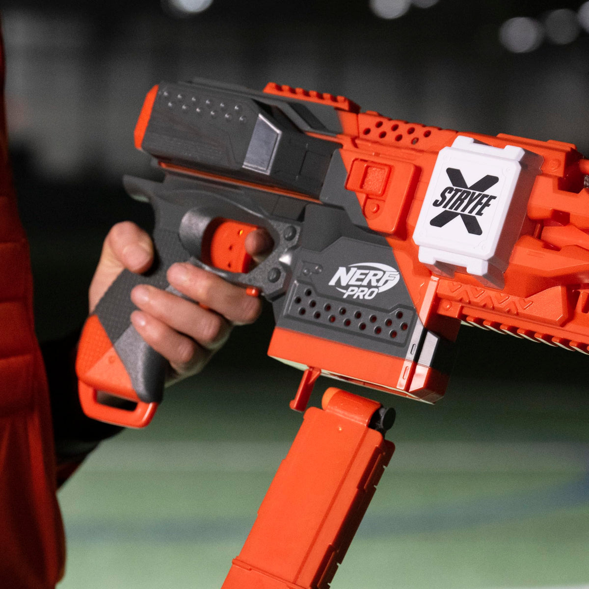 Nerf Pro Stryfe X quick-swap magazine for faster reloads.