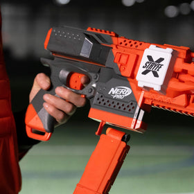 Nerf Pro Stryfe X quick-swap magazine for faster reloads.