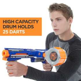 Nerf Rampage range demonstration showing up to 90 feet in ideal conditions.