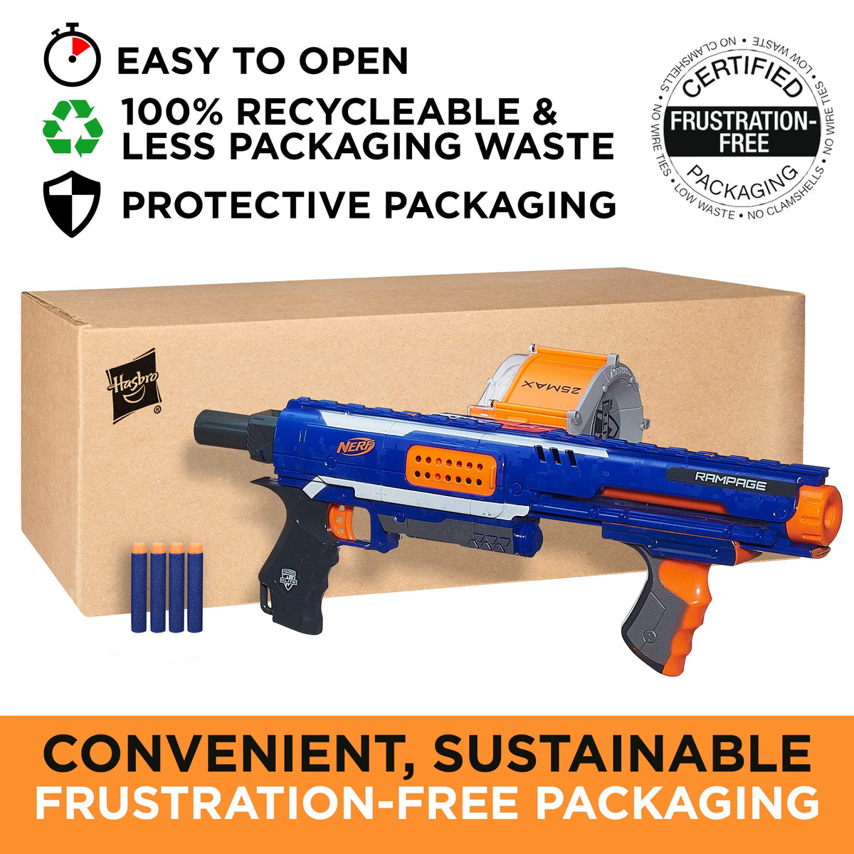 Nerf Rampage slam-fire handle in action for rapid-fire play.