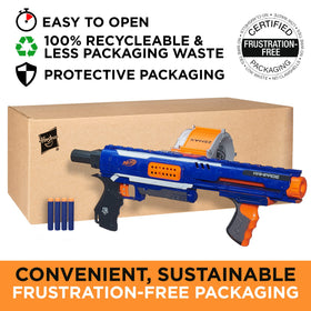 Nerf Rampage slam-fire handle in action for rapid-fire play.