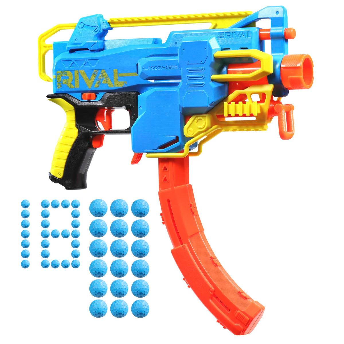 Nerf Rival Challenger MXXIV-1200 blaster in action for competitive motorized blasting.