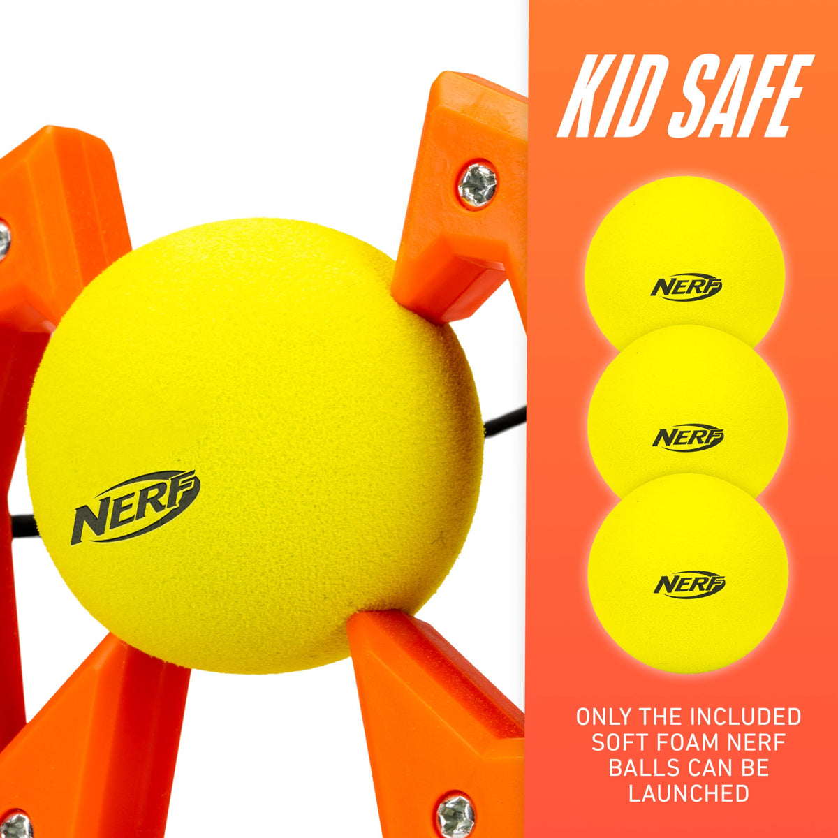 NERF Slingshot Challenge knockdown action captures the moment of impact.