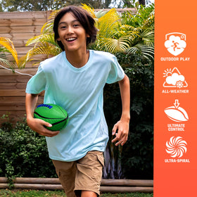 NERF Spiral Grip Junior Football features butyl bladder for stable flight.