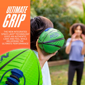NERF Spiral Grip Junior Football includes pump for quick field setup.