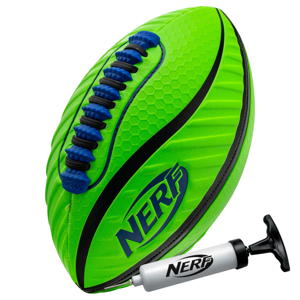 NERF Spiral Grip Junior Football with textured surface for secure catches.