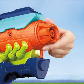Nerf Super Soaker Trigger pull action demonstrating blasting control.