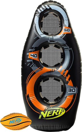 NERF inflatable target with three holes to help improve throwing accuracy.