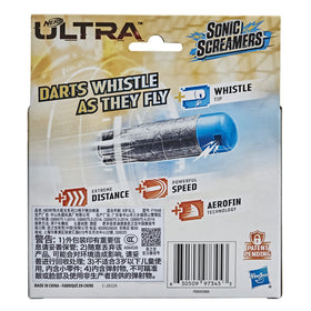 Nerf Ultra Sonic Screamers 20-dart refill pack enables rapid reloads.