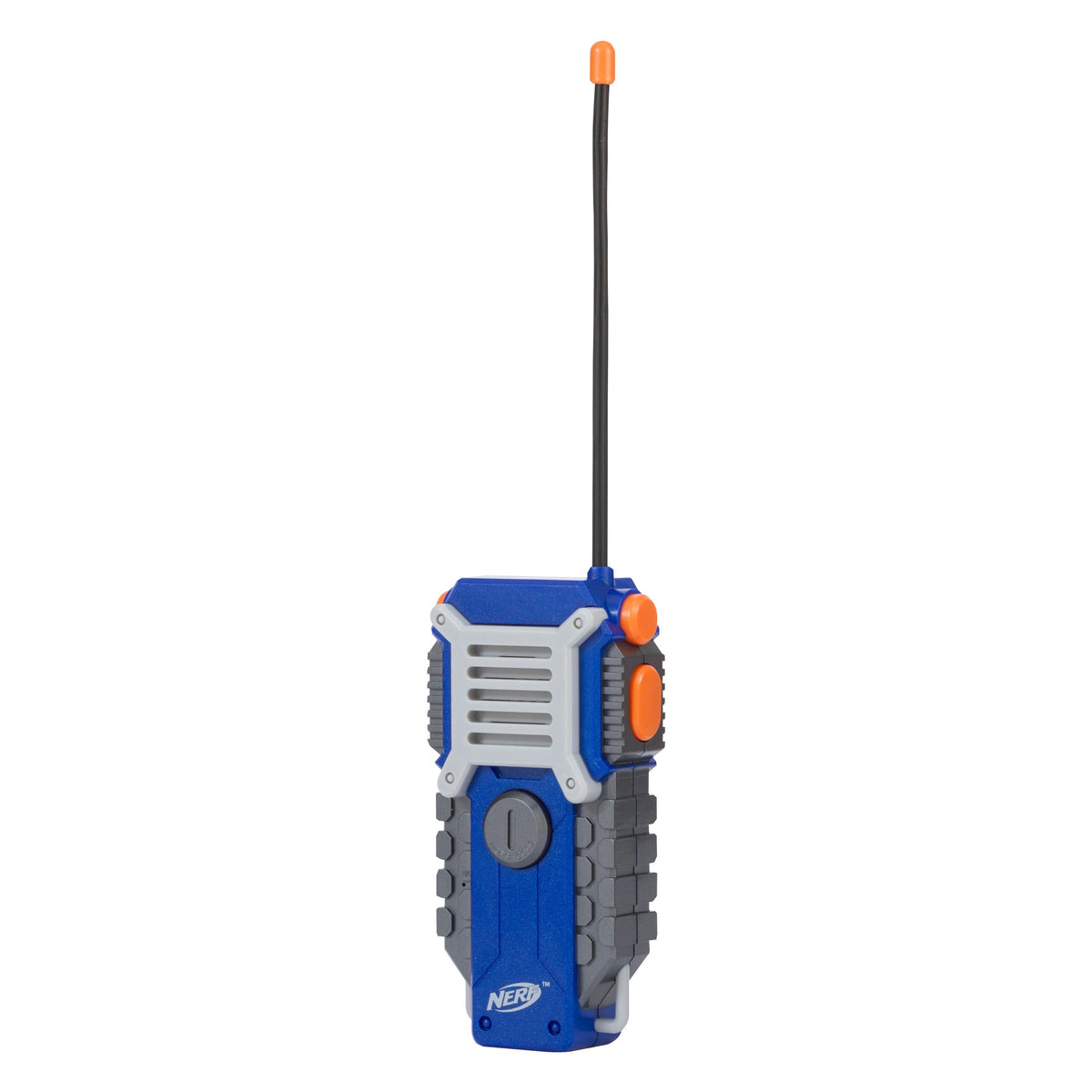 Nerf walkie talkie side on/off trigger gray blue orange quick power control