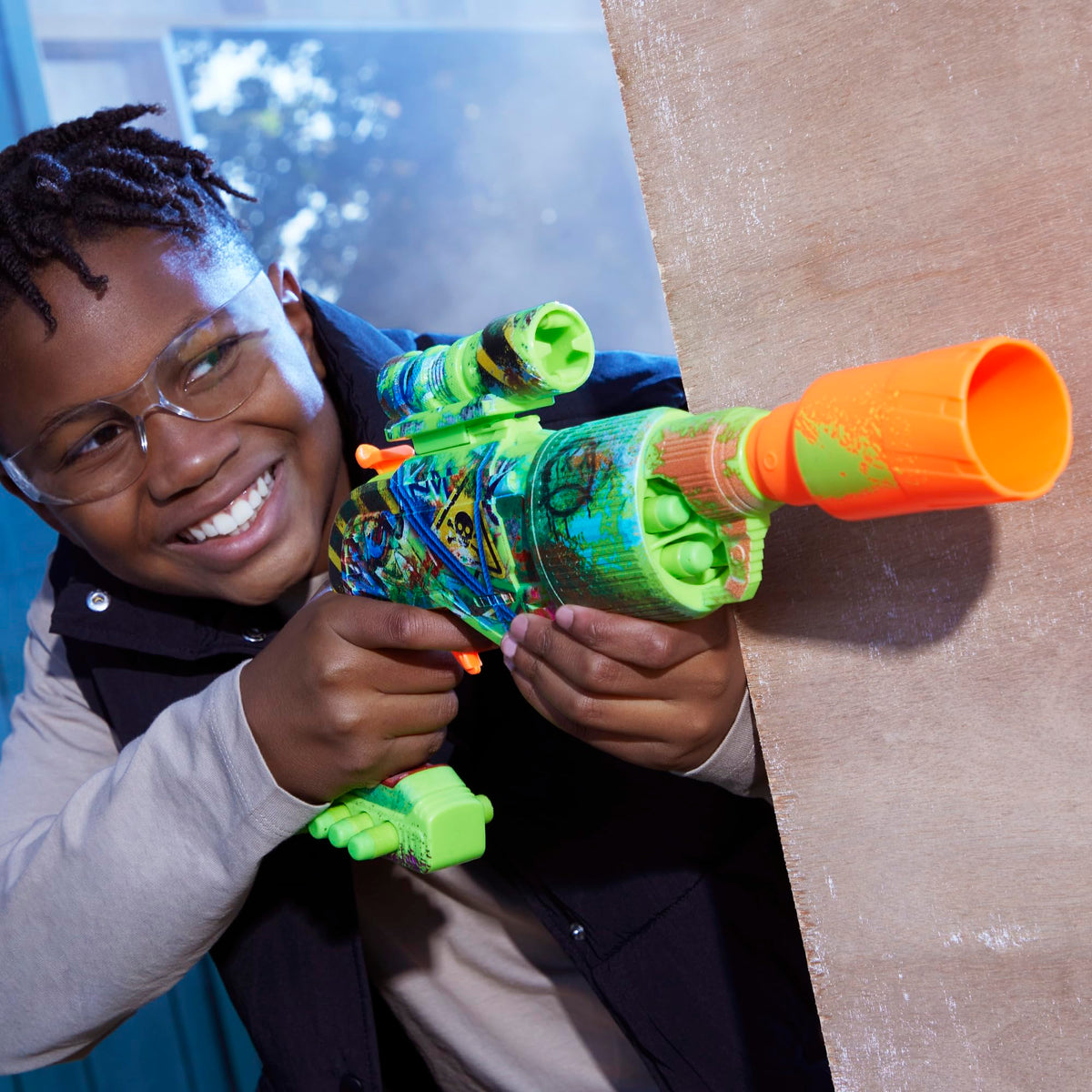 NERF Zombie Driller darts close-up showing foam build for safe play