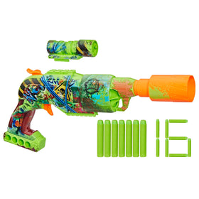 NERF Zombie Driller blaster with graffiti design enhances outdoor battles