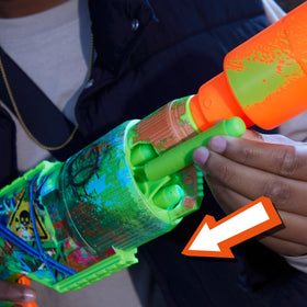 NERF Zombie Driller outdoor battles setup for backyard fun