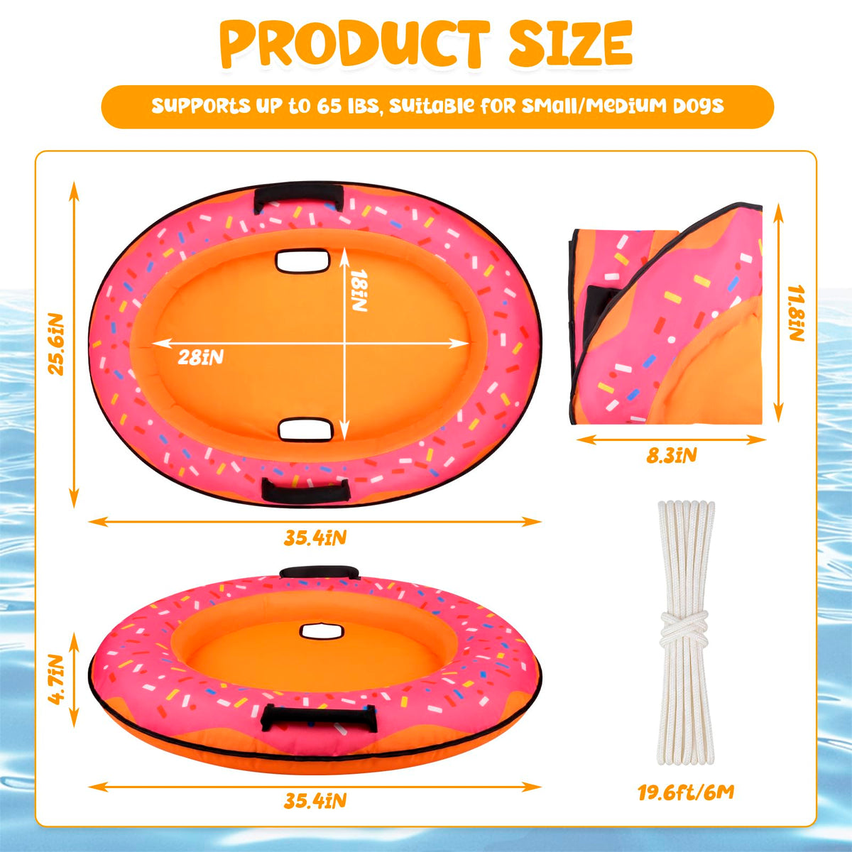 Nerien donut dog pool float with safety rope for secure water play