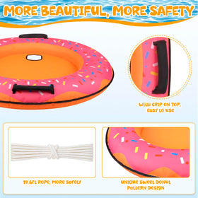 Nerien donut dog pool float featuring two handles for easy maneuvering