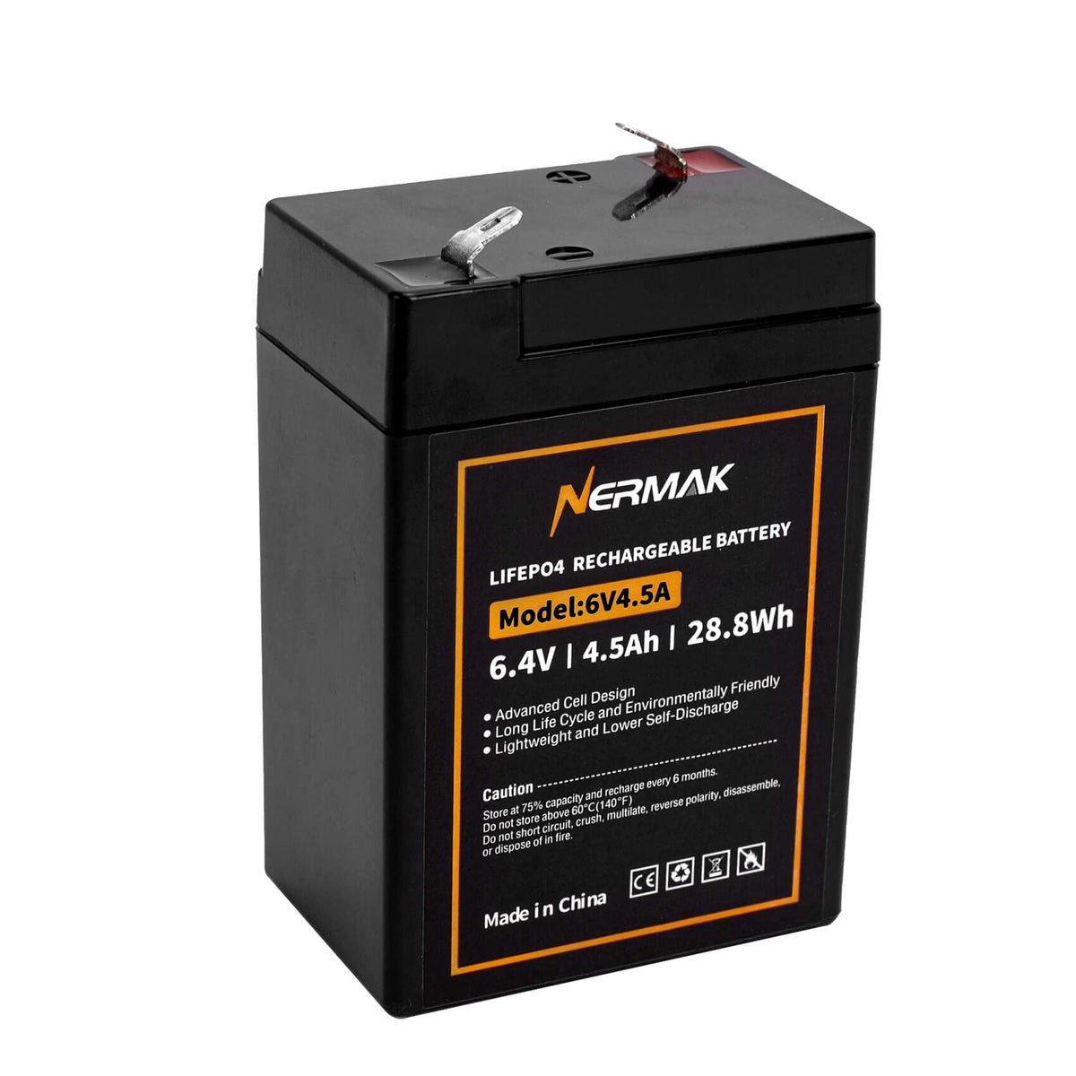 NERMAK 6V LiFePO4 battery with BMS for safe, long life power.