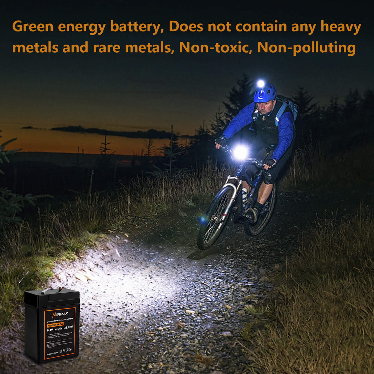 NERMAK 6V battery side view shows compact, durable design