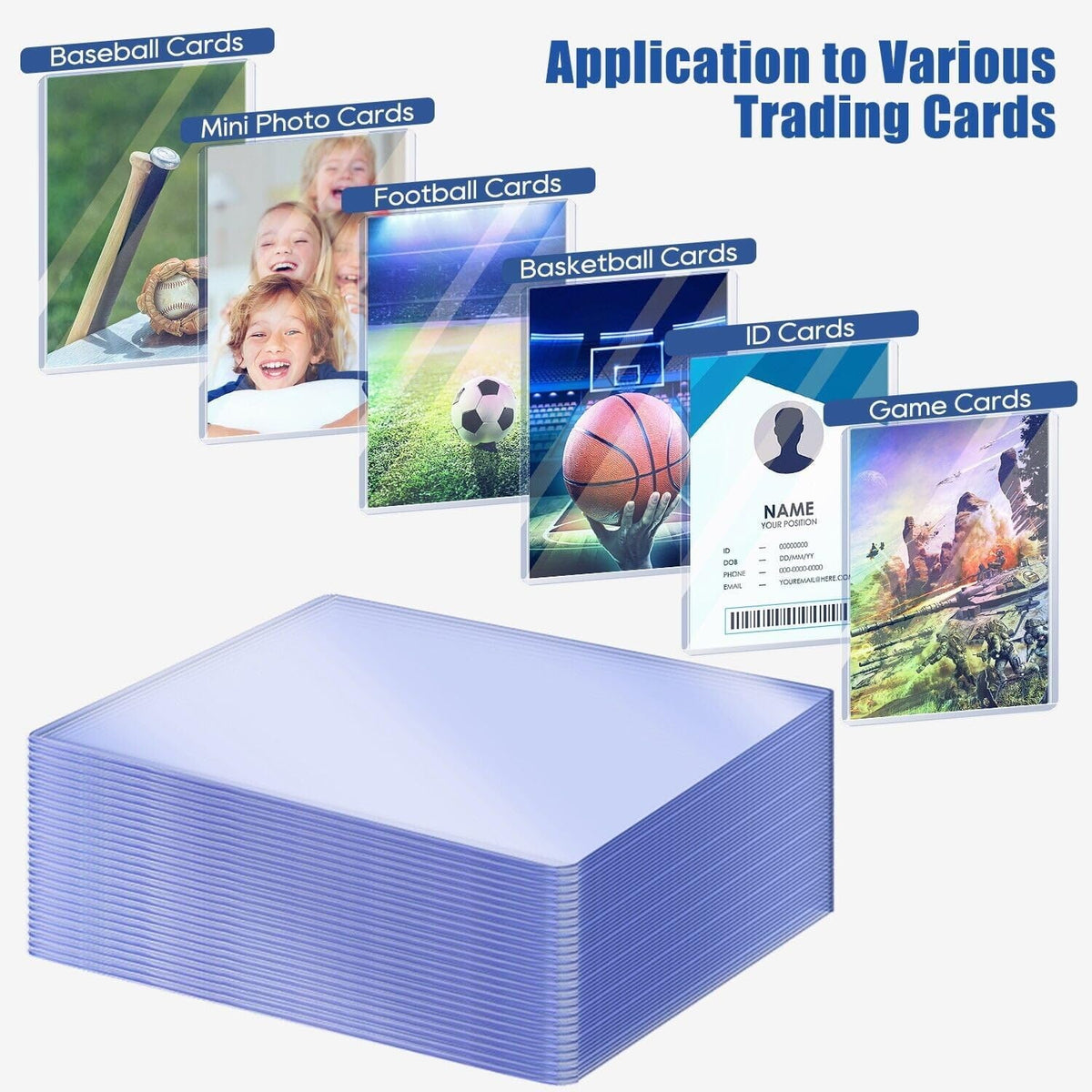 NESSDOVE penny sleeves front view provides clear protection for standard cards