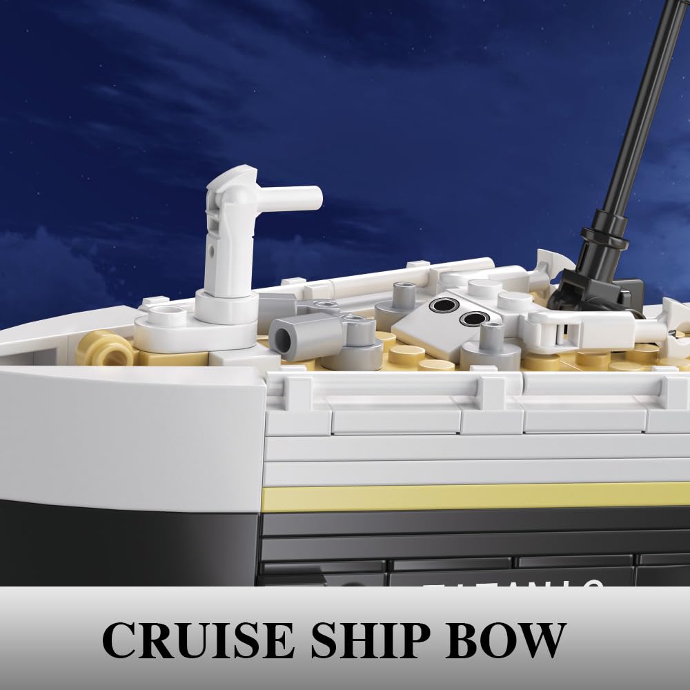 NETEHU Titanic mini bricks detail highlights cabins and deck texture realism.