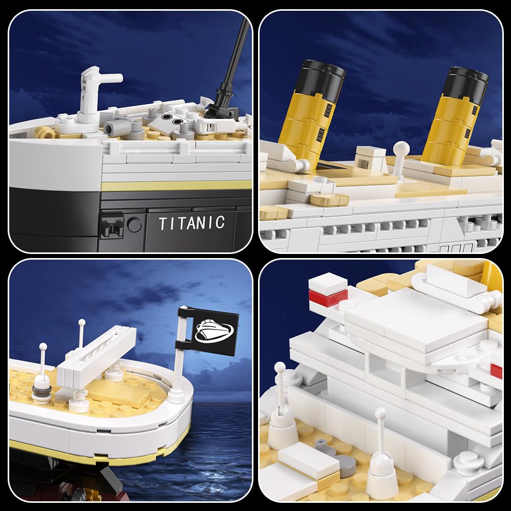 NETEHU Titanic model showcased on dock for elegant display.