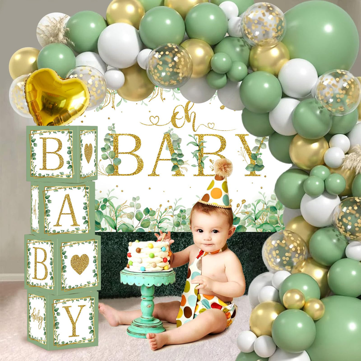 Netnology neutral sage green decor suitable for jungle themes