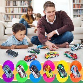 Durable plastic construction keeps toys safe for kids during Easter activities.