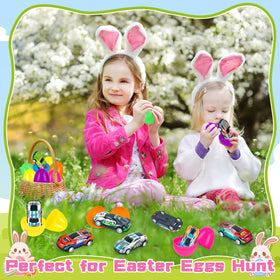 Six vibrant color eggs add visual appeal to Easter baskets and hunts.