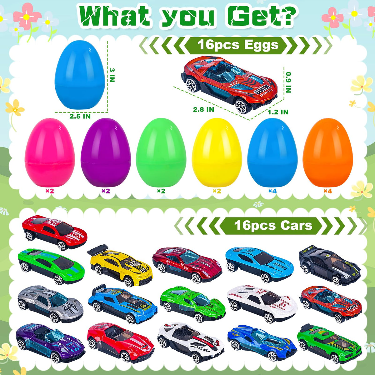 NEUBSAW Easter egg prefilled with die-cast cars for quick play.