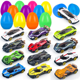NEUBSAW 12-pack Easter eggs with die-cast cars ready for exciting egg hunts.