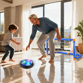 Six bowling pins add a playful bowling mode at home.