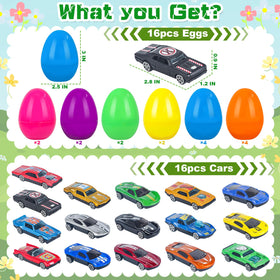 NEUBSAW eggs reveal die-cast racing cars inside for surprise play.