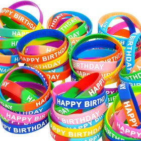 Colorful Neureyte rubber wristbands, bulk set ideal for party favors.