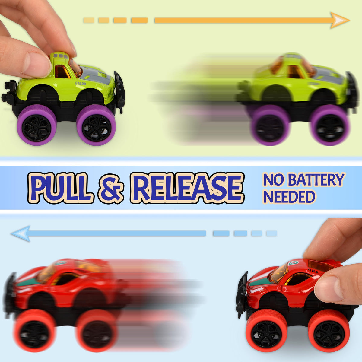 Neureyte pull-back action trucks offer safe, battery-free play