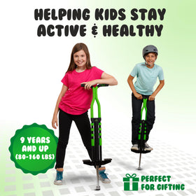 New Bounce pogo stick with colorful finish and engaging design.