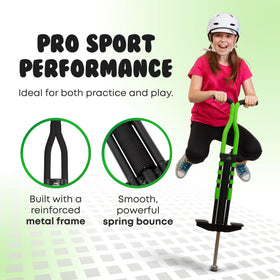New Bounce Pogo Stick easy-grip foam handles for comfortable jumps.