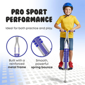 New Bounce pogo stick foam handles close-up highlighting a comfortable grip for safe jumping.