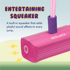 New Bounce foam jumper with squeaker adds fun during jumps.