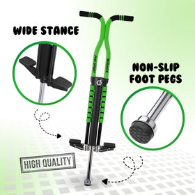 New Bounce Pogo Stick wide stance design for added stability during bouncing.