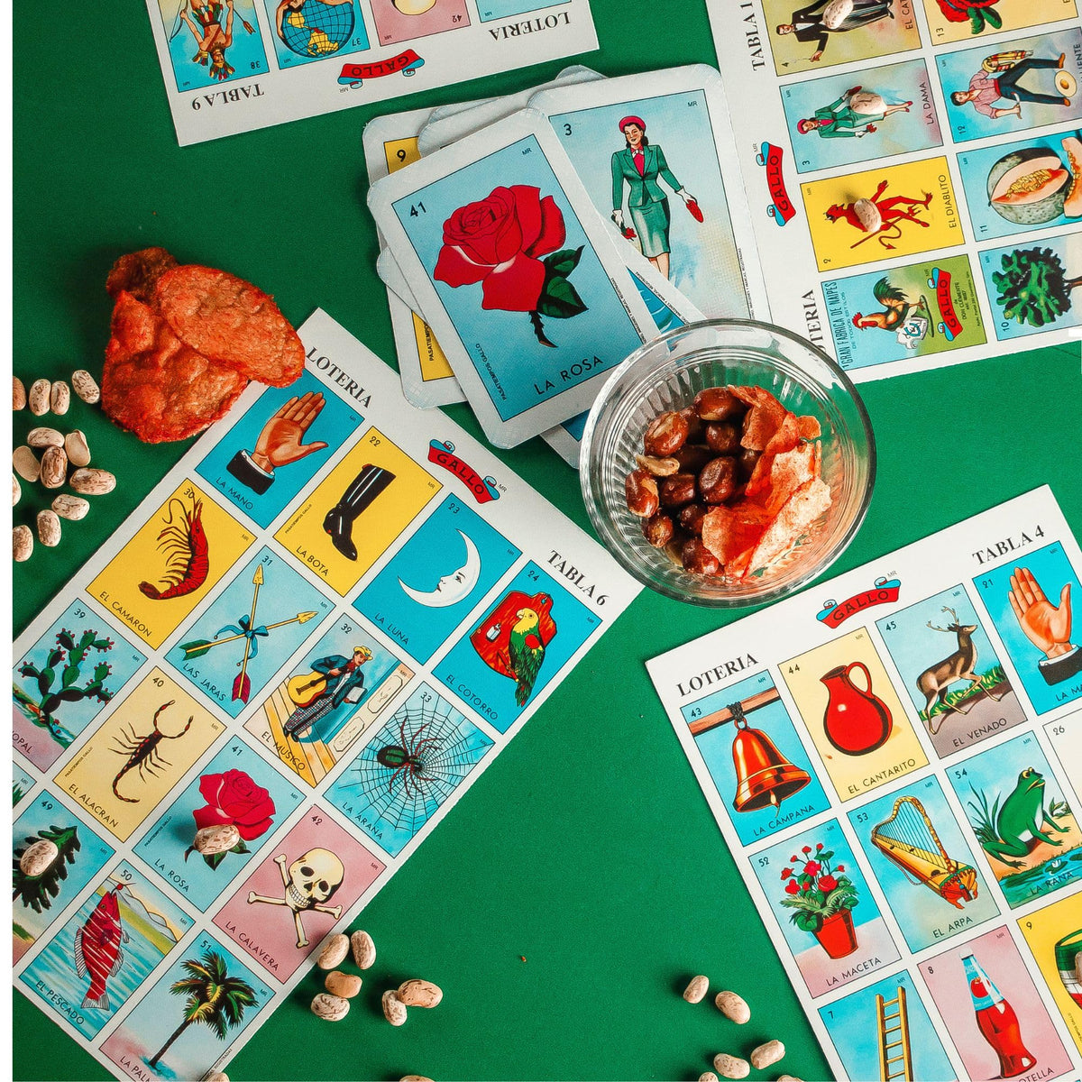 New To Town Original Lotería party night setup, a social ice-breaker.