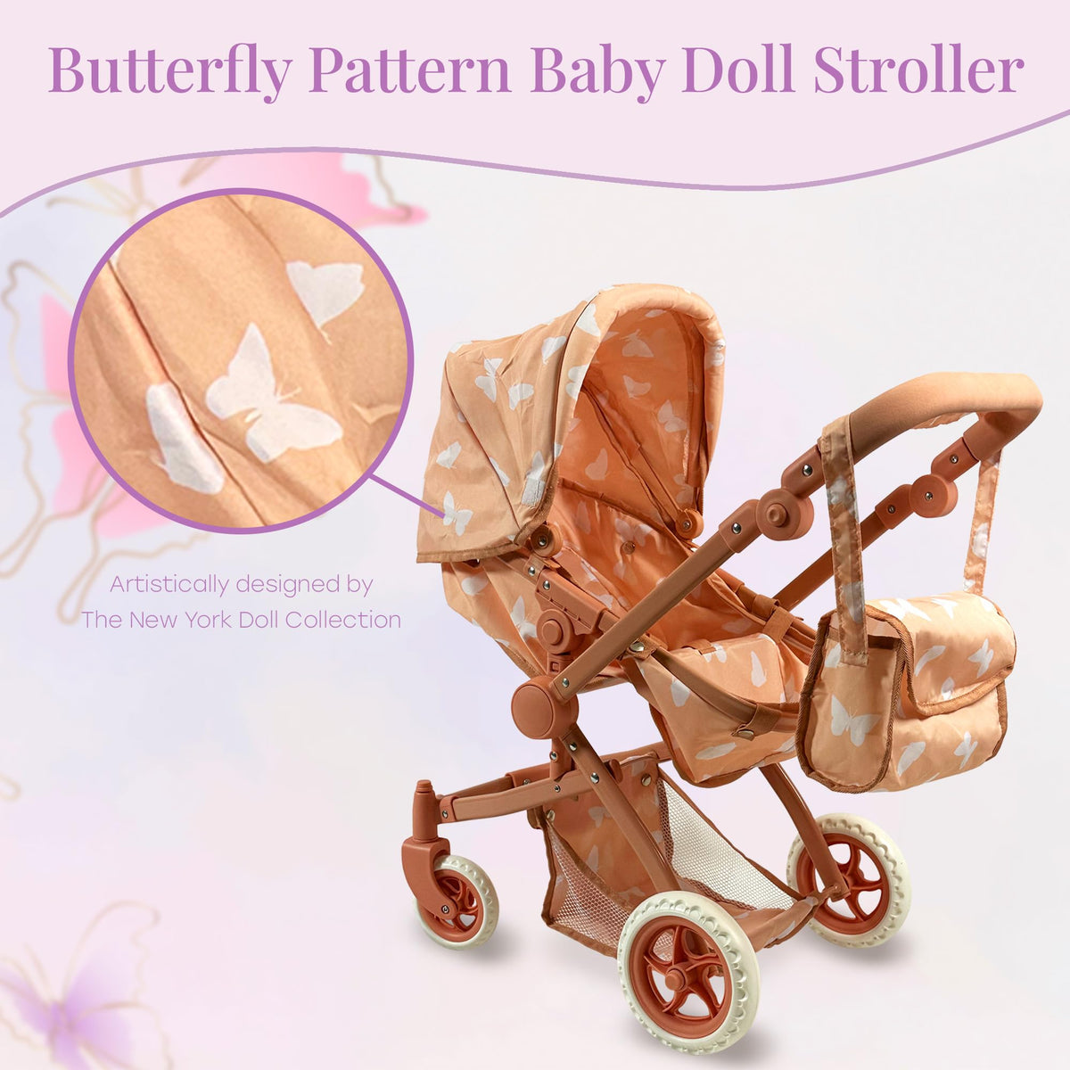 New York Doll Collection adjustable handle-wheels ensure a comfortable ride