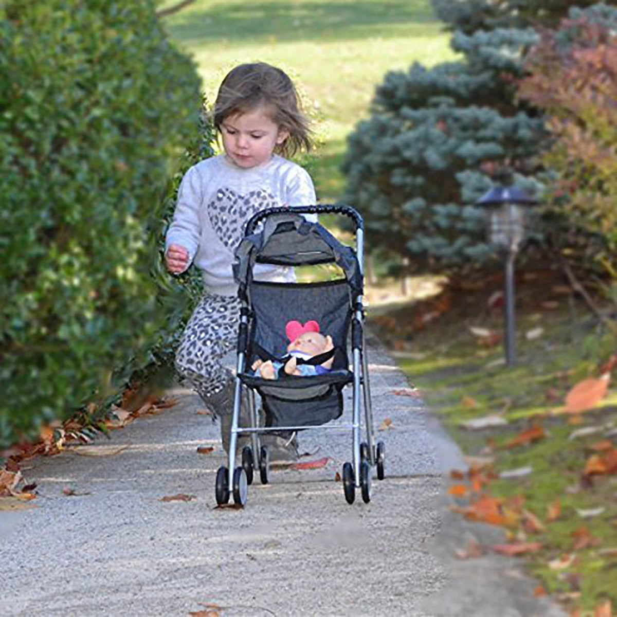 The New York Doll Collection four-wheel design adds stability during active play