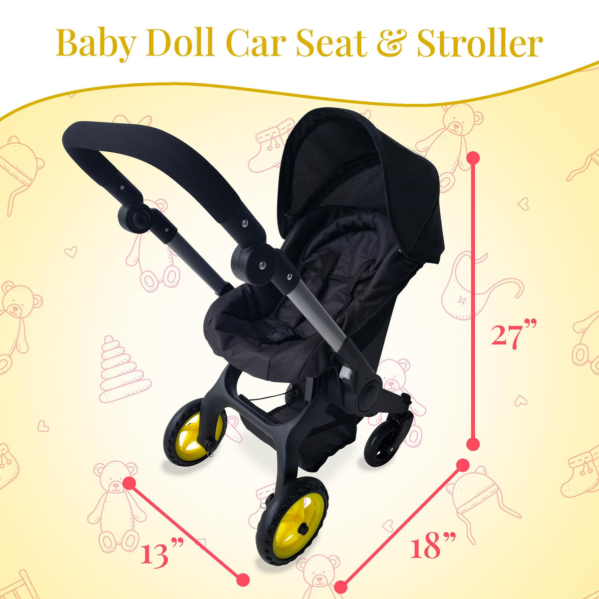 The New York Doll Collection stroller has a durable frame for lasting pretend play sessions.