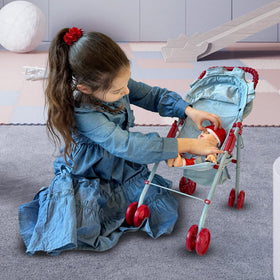 The New York Doll Collection doll stroller with sun canopy for shade.