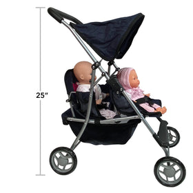 The New York Doll Collection twin stroller in use for dolls during playtime